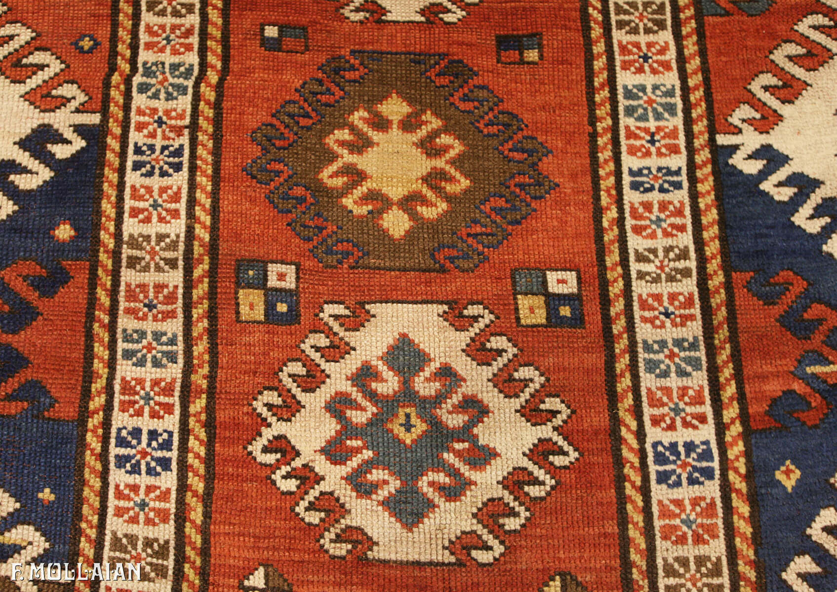 Antique Caucasian Kazak Borchalu Rug (220x153 cm)